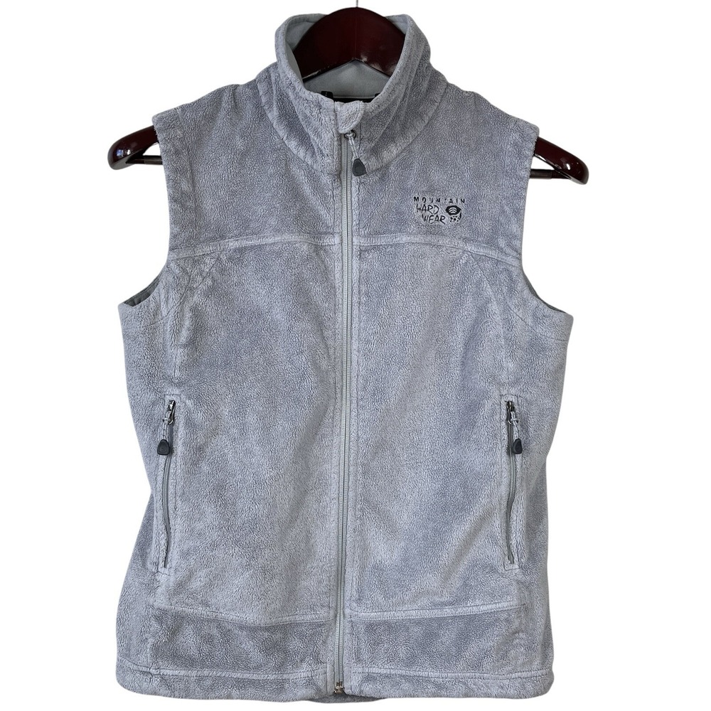 Mountain Hardwear Teddy Fleece Vest Womens S Gray Full Zip Hiking Outdoors